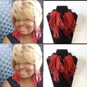 Customgenuine leather shredded earrings